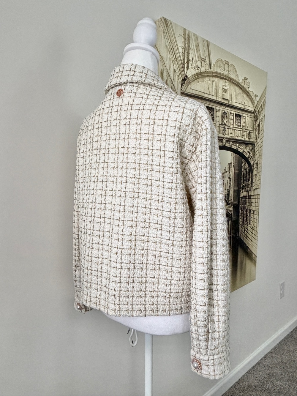Preloved Simply Southern Cream Tweed Jacket with Pearl Buttons - Picture 4 of 10